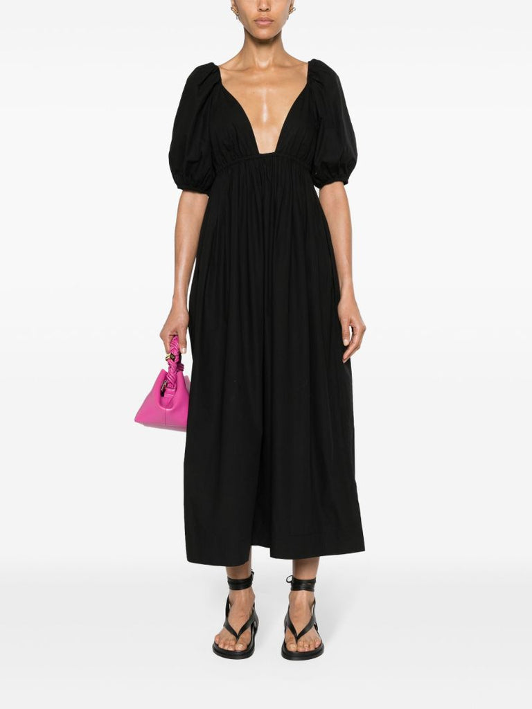 Black V-neck Organic Cotton Maxi Dress
