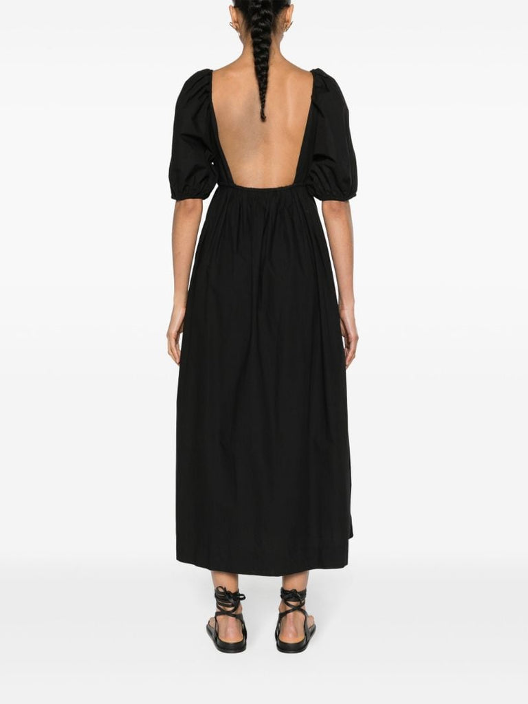 Black V-neck Organic Cotton Maxi Dress