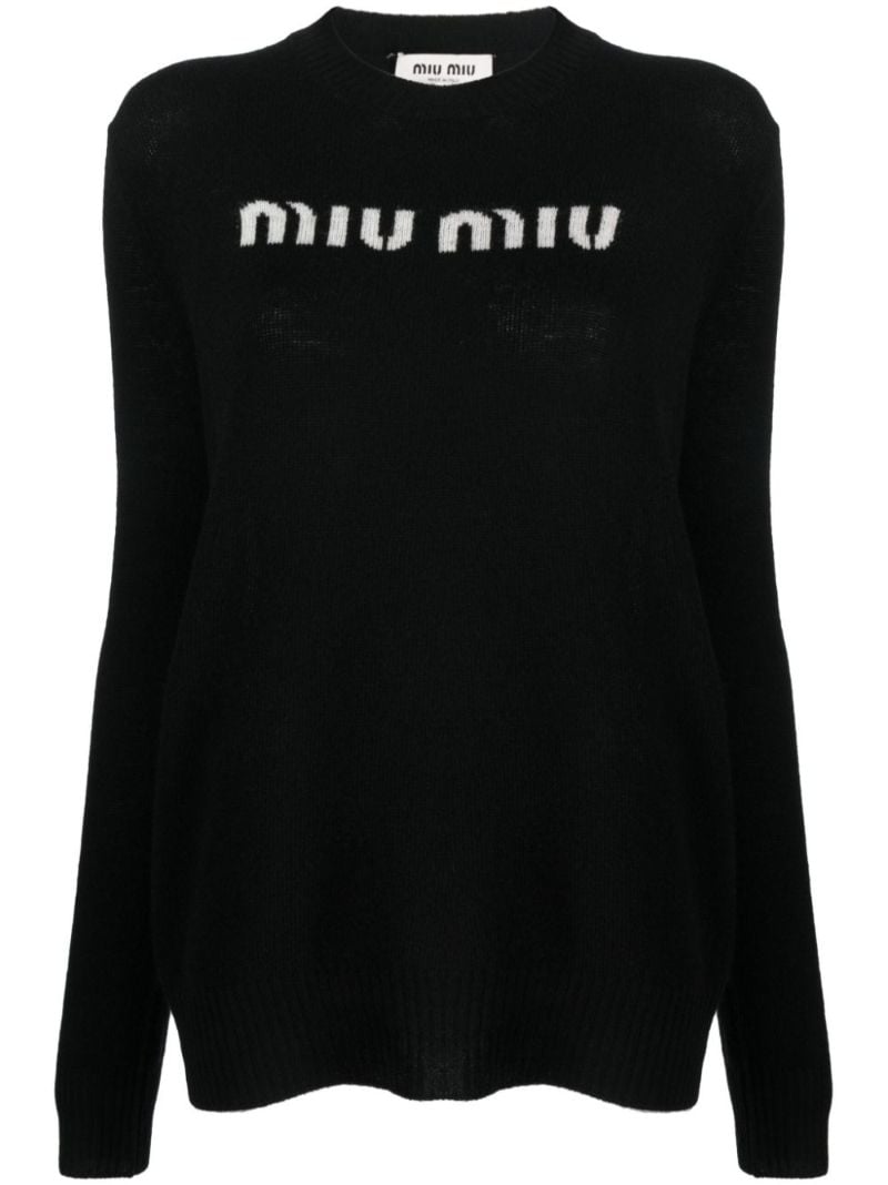 Black Intarsia Knit Logo Jumper