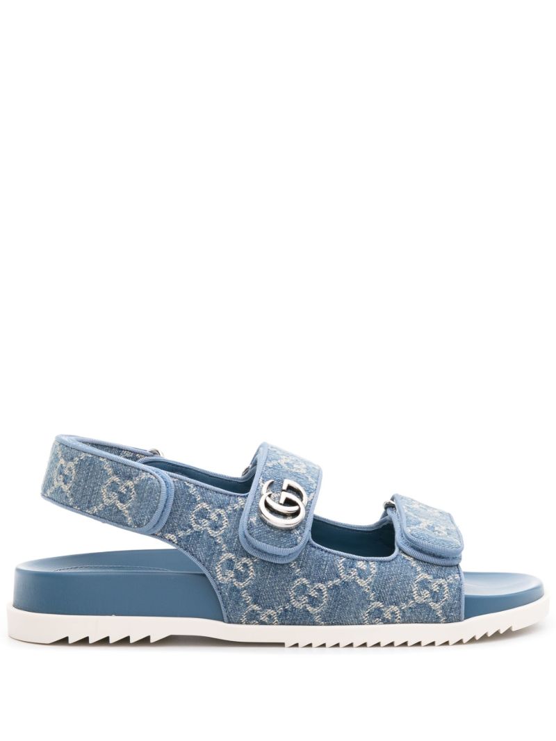 Blue Logo Jacquard Denim Sandals