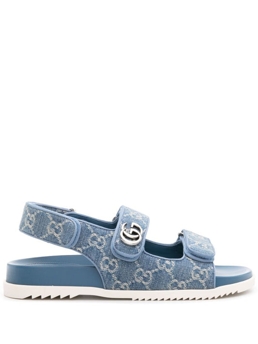 Blue Logo Jacquard Denim Sandals