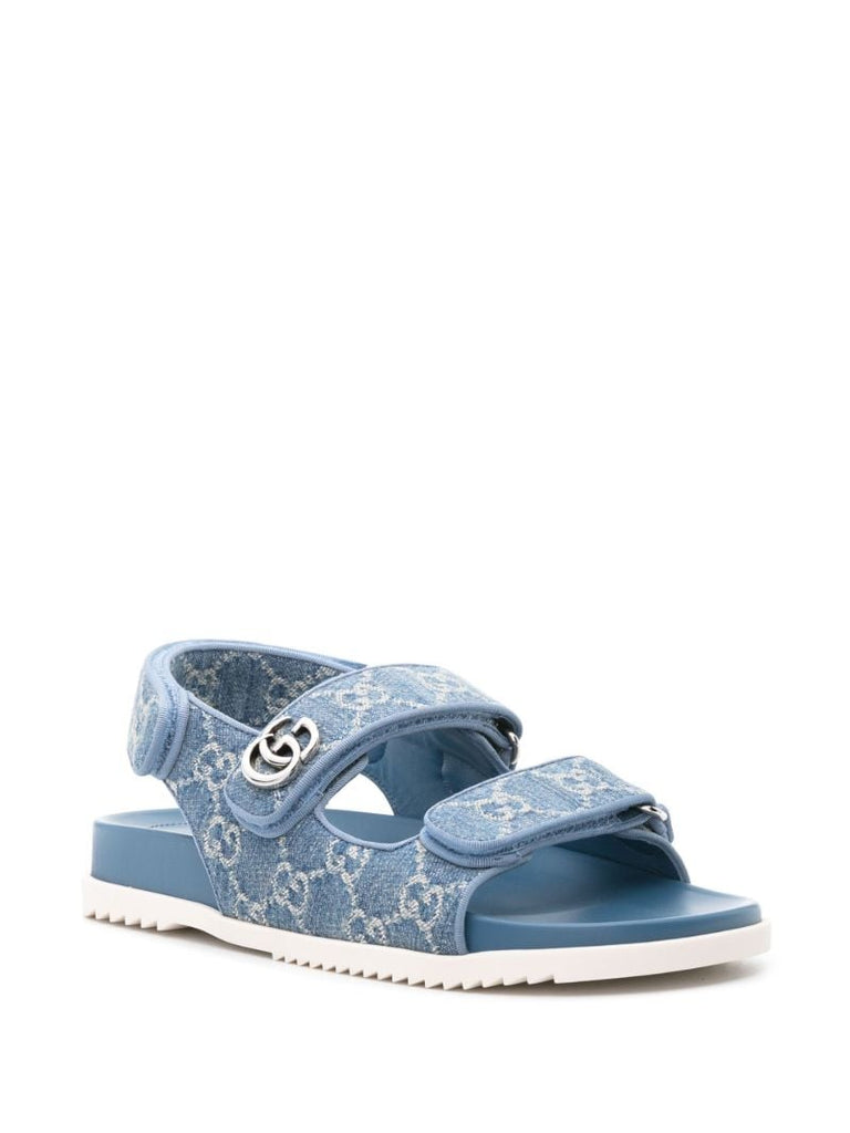 Blue Logo Jacquard Denim Sandals