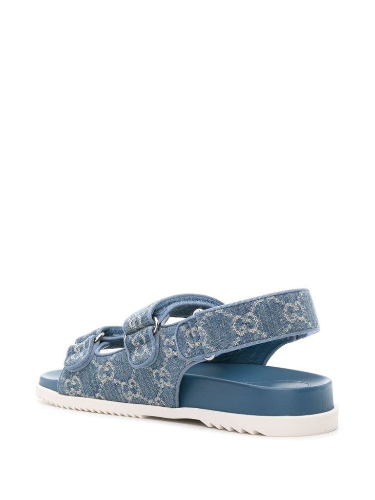 Blue Logo Jacquard Denim Sandals