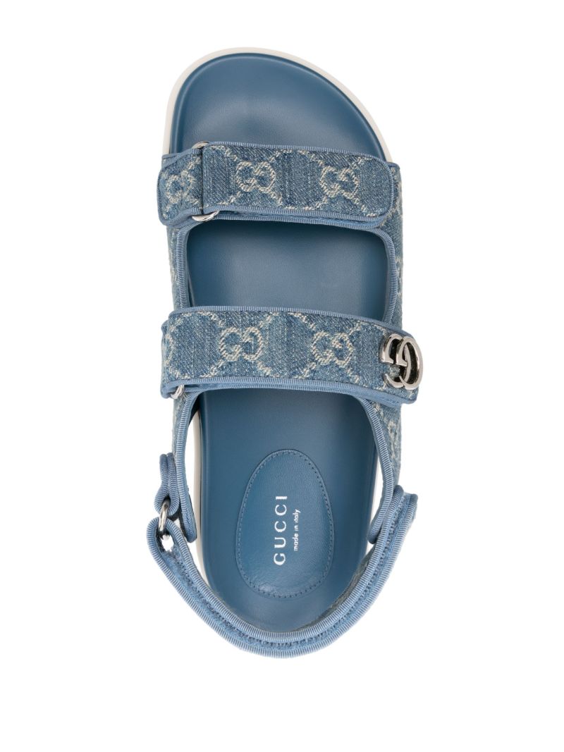 Blue Logo Jacquard Denim Sandals