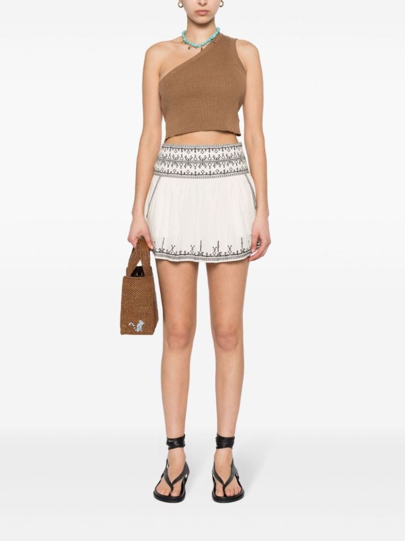 White Picadilia Embroidered Cotton Skirt