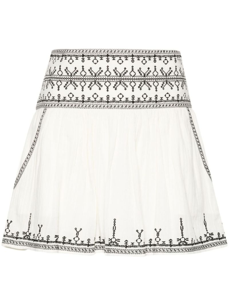 White Picadilia Embroidered Cotton Skirt