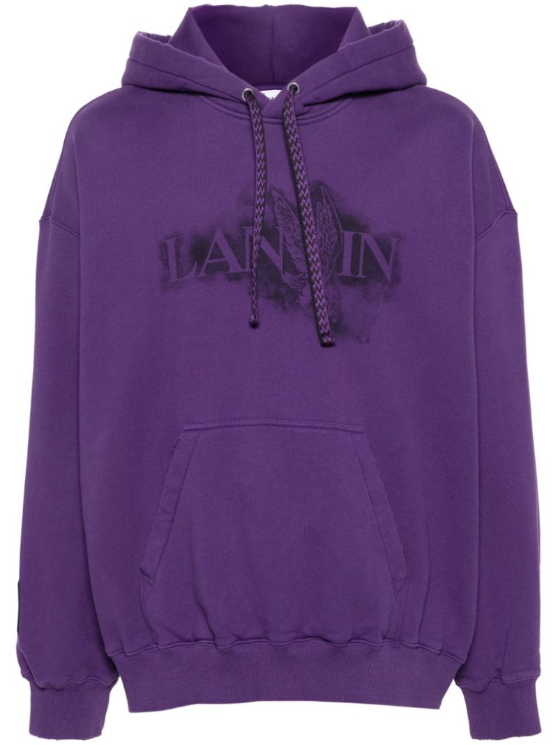 Purple Logo-print Cotton Hoodie