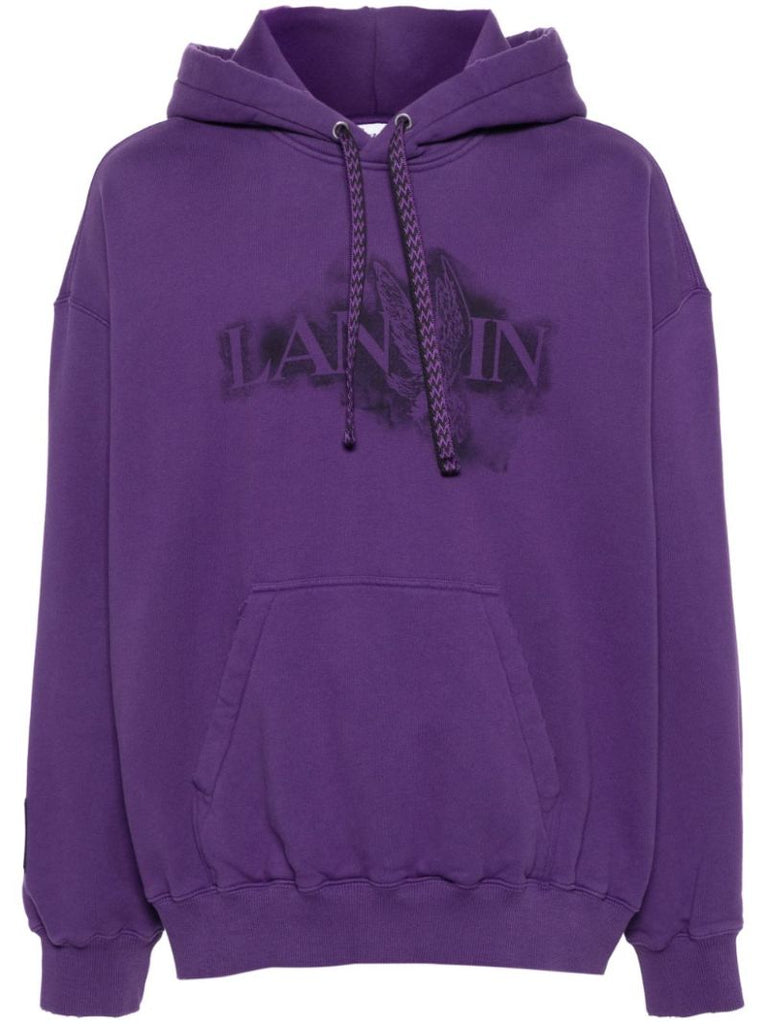 Purple Logo-print Cotton Hoodie