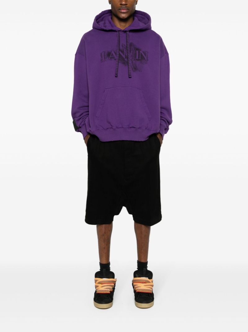 Purple Logo-print Cotton Hoodie