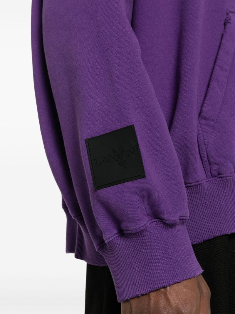 Purple Logo-print Cotton Hoodie