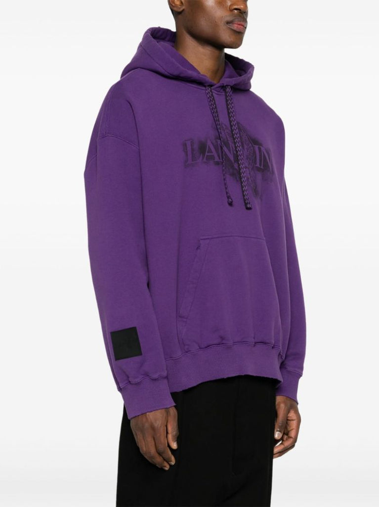 Purple Logo-print Cotton Hoodie