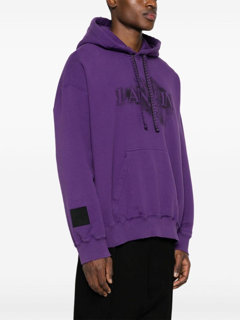 Purple Logo-print Cotton Hoodie