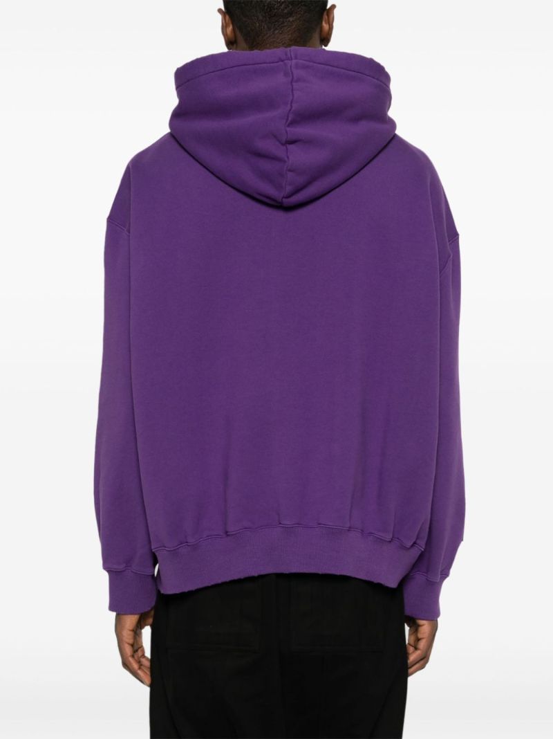 Purple Logo-print Cotton Hoodie
