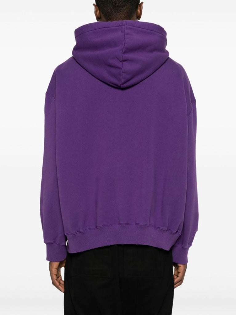 Purple Logo-print Cotton Hoodie