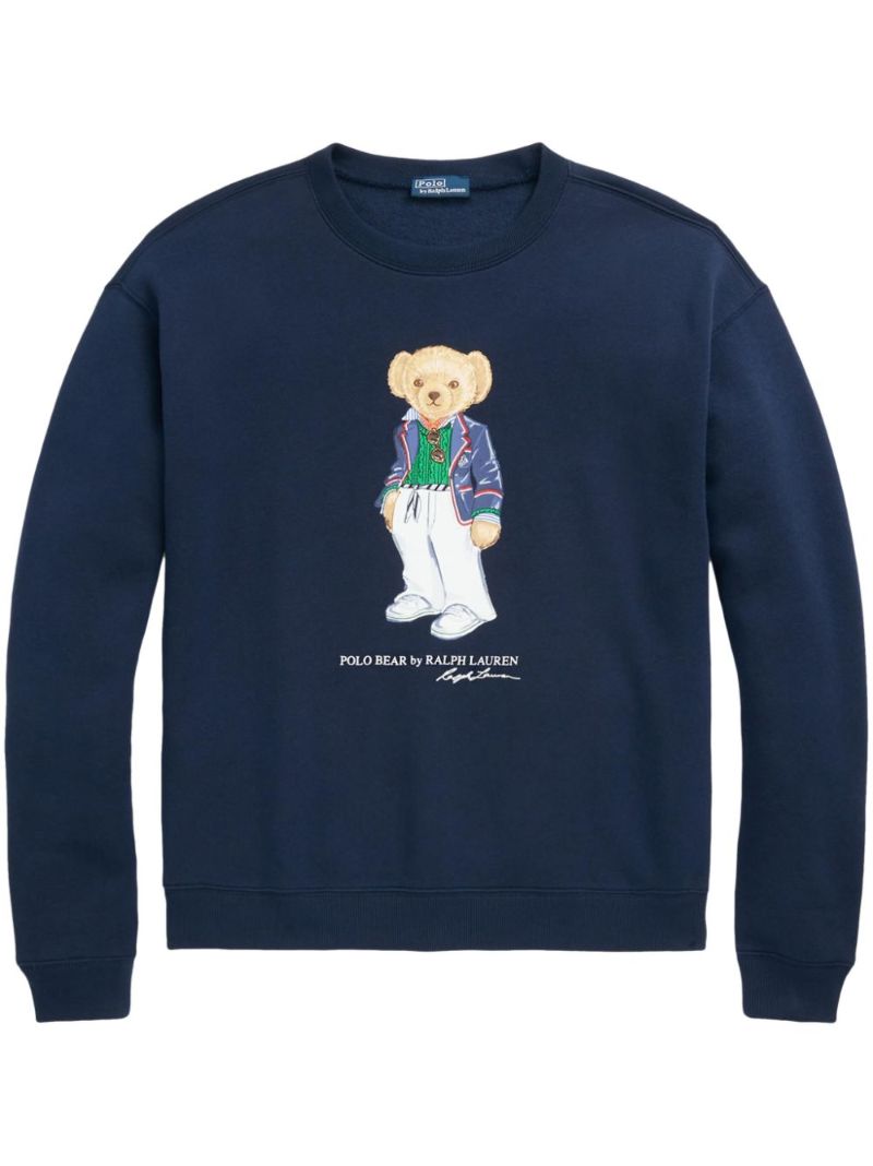 Blue Polo Bear Cotton Jersey Sweatshirt
