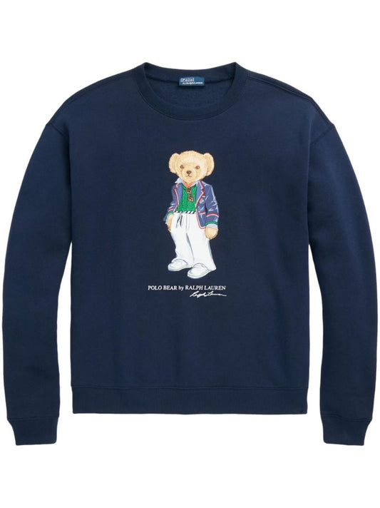 Blue Polo Bear Cotton Jersey Sweatshirt