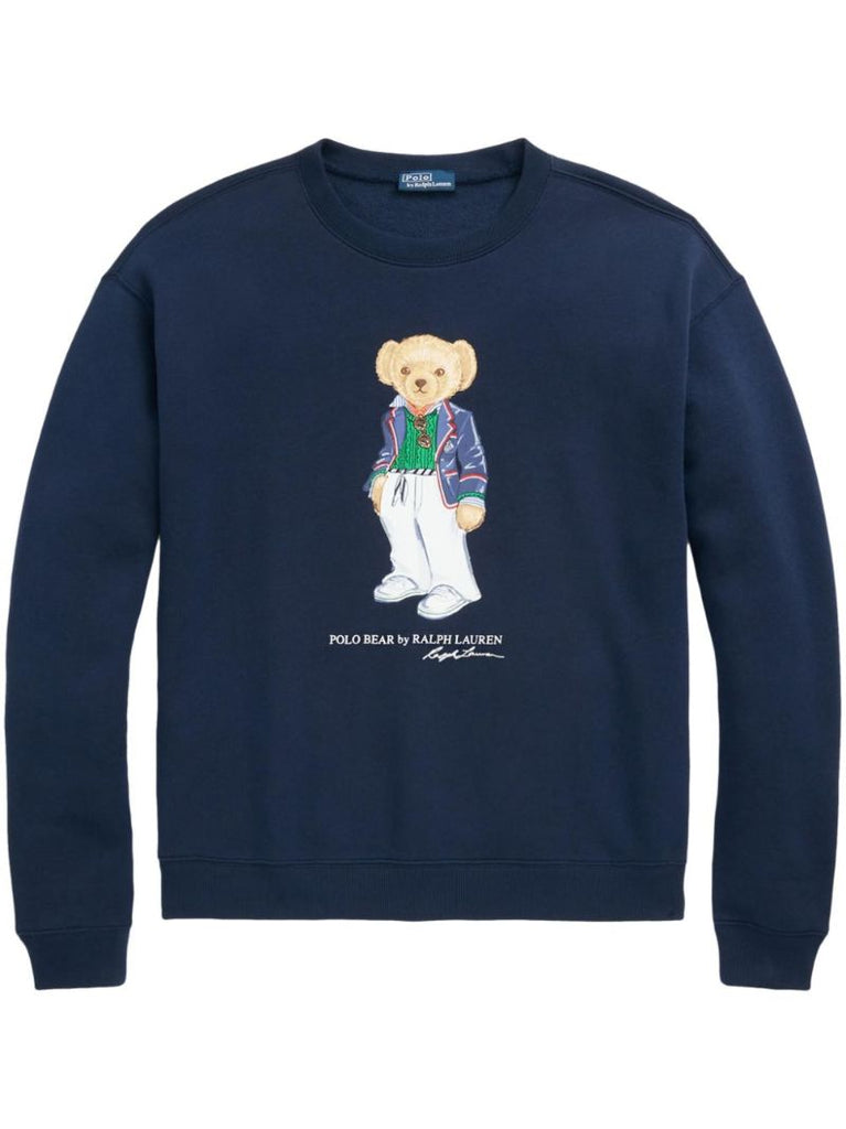 Blue Polo Bear Cotton Jersey Sweatshirt