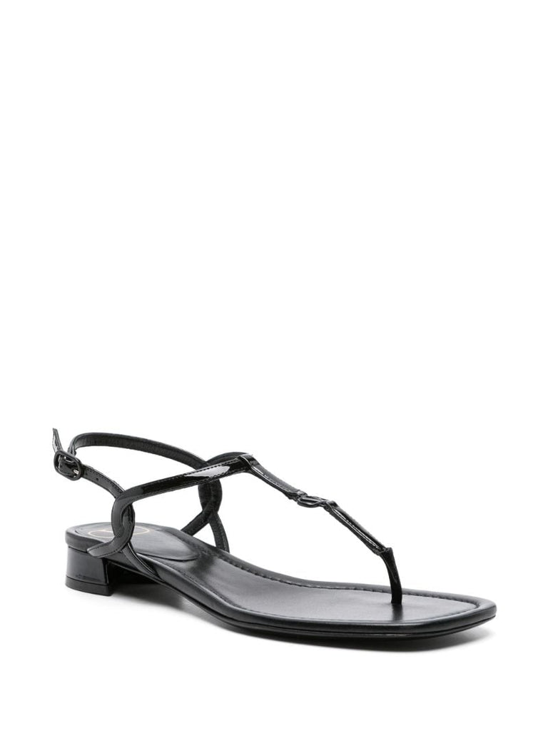 Black Vlogo Patent Leather Sandals