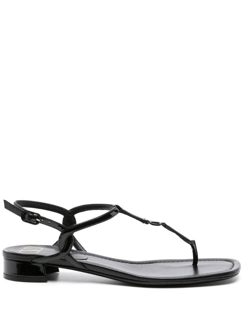 Black Vlogo Patent Leather Sandals