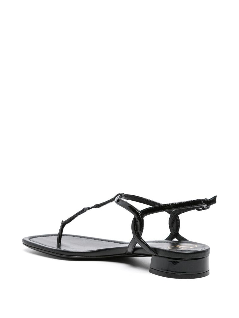Black Vlogo Patent Leather Sandals