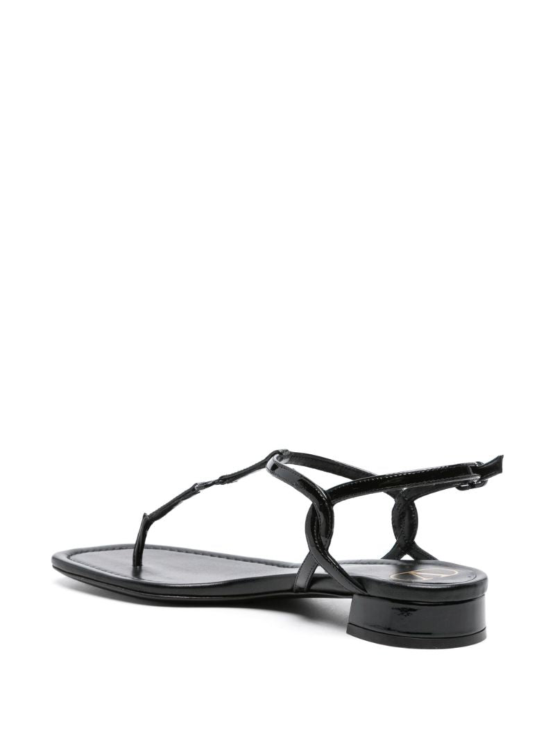 Black Vlogo Patent Leather Sandals