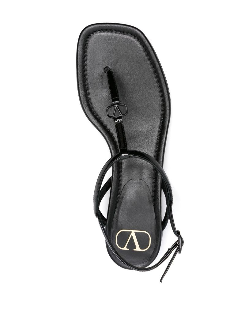 Black Vlogo Patent Leather Sandals