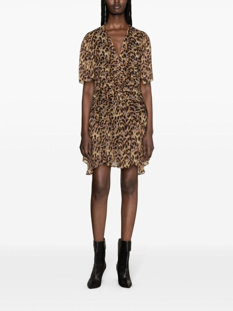 Brown Vivienne Ruched Minidress