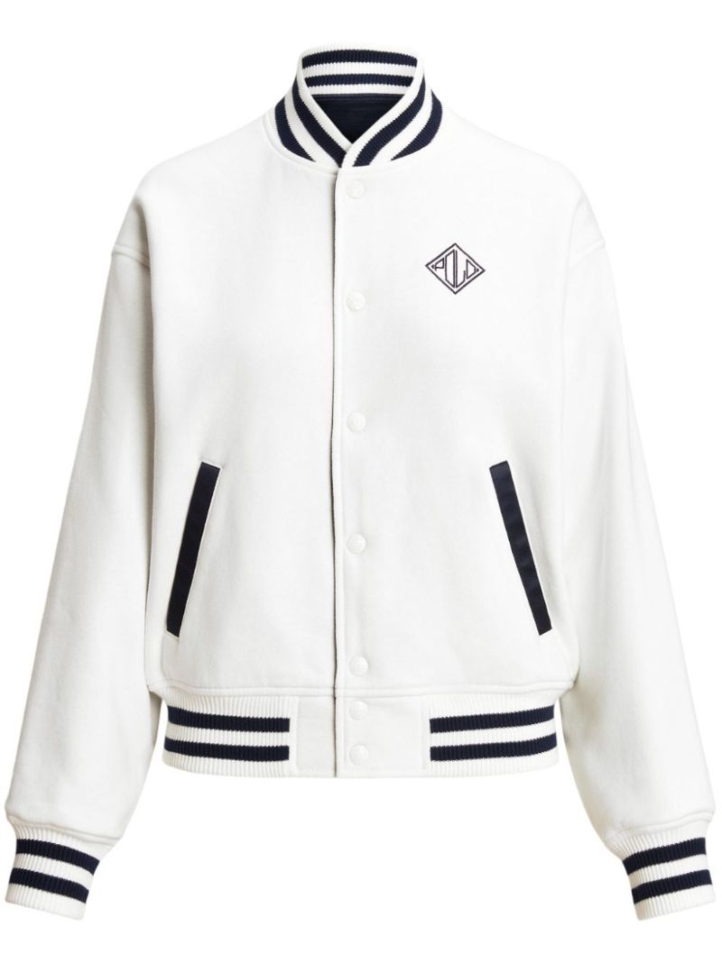 White Logo-appliquÃ© Reversible Bomber Jacket
