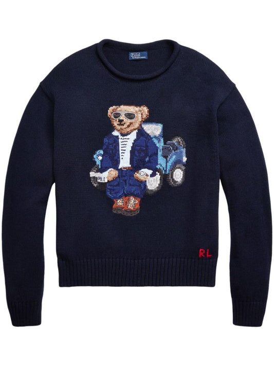 Blue Polo Bear Cotton Sweater