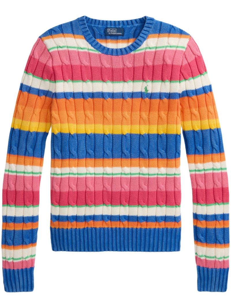 Multicolour Striped Cable Knit Sweater