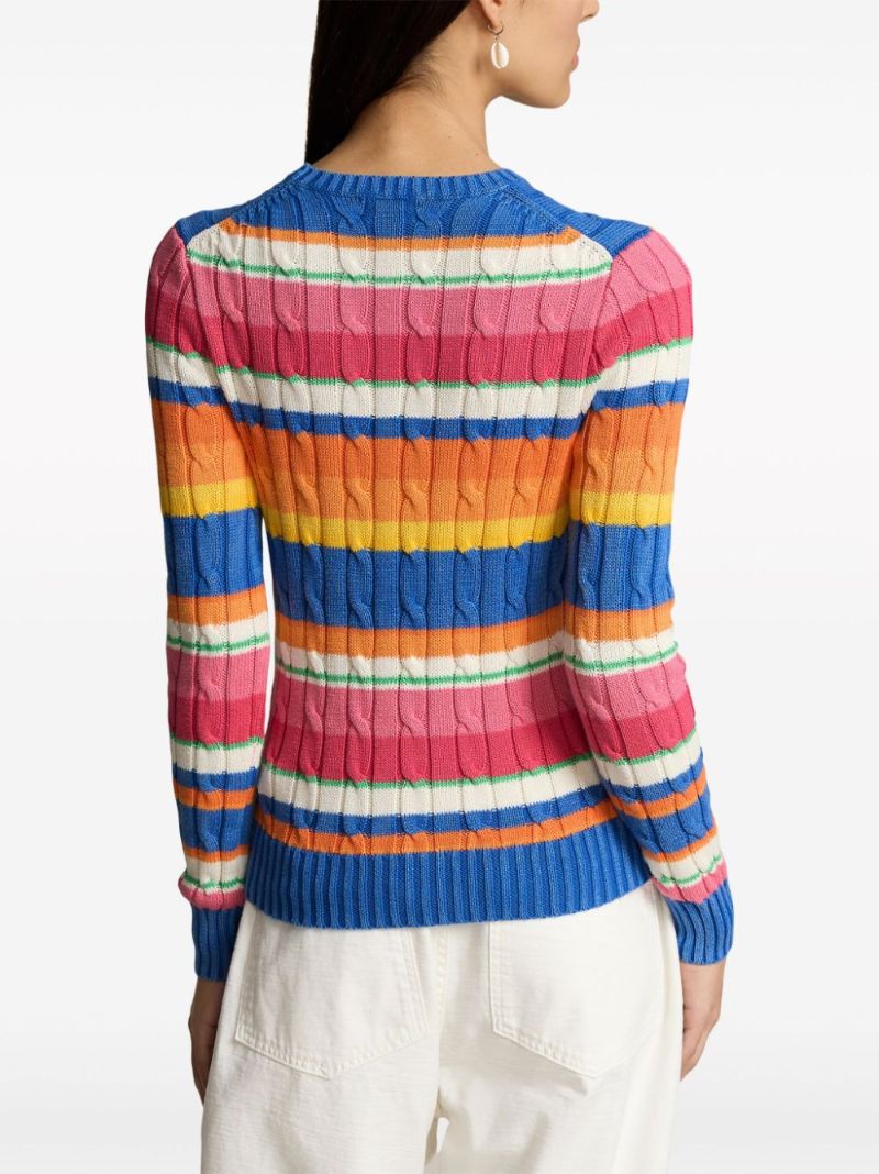 Multicolour Striped Cable Knit Sweater