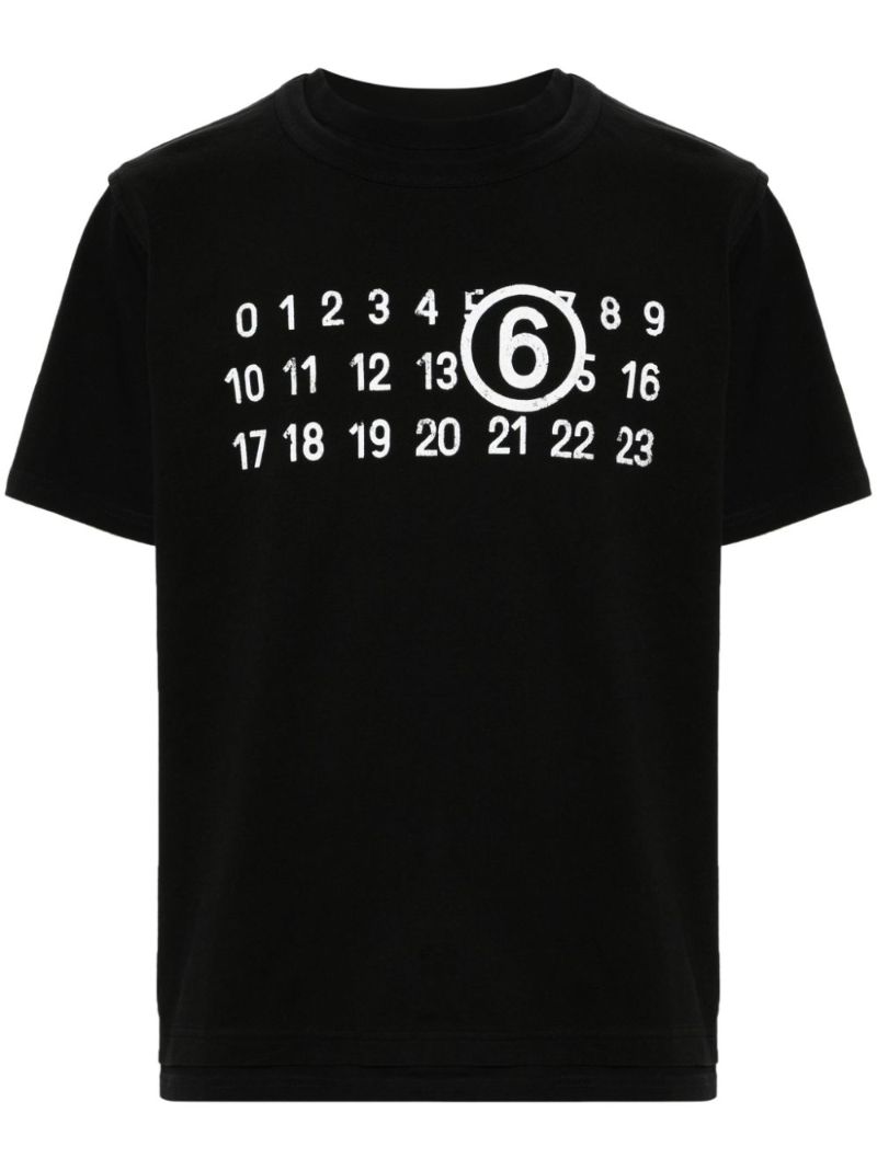 Black Numbers-print Cotton T-shirt