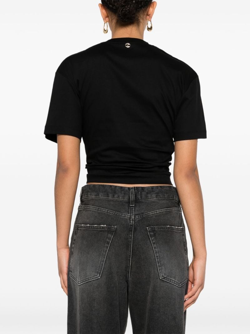 Black Cropped Cotton T-shirt