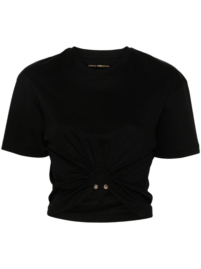 Black Cropped Cotton T-shirt