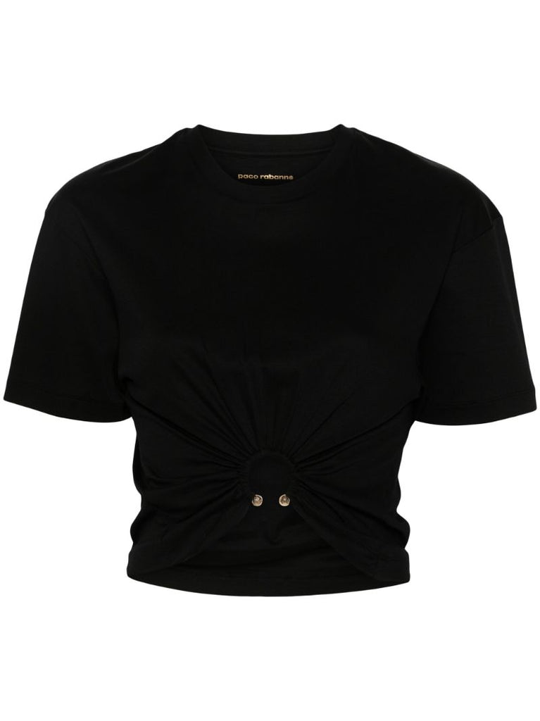 Black Cropped Cotton T-shirt