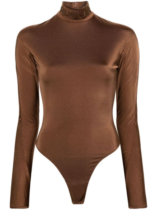 Brown Logo-embossed Bodysuit