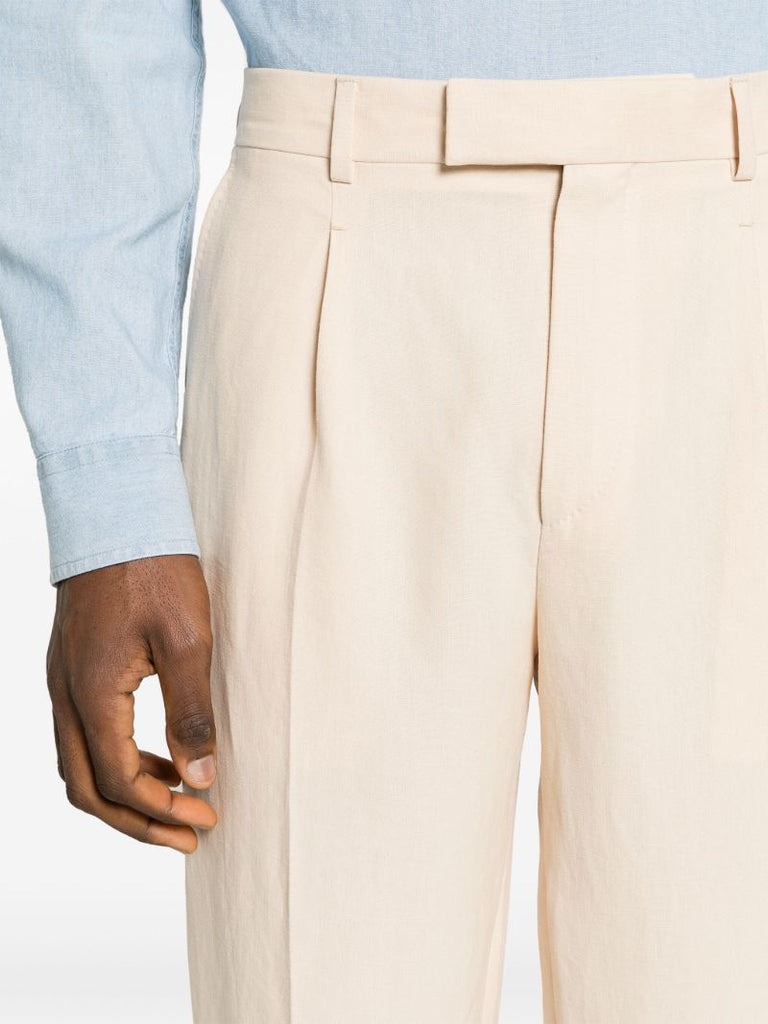 Neutral Oasi Straight Linen Trousers