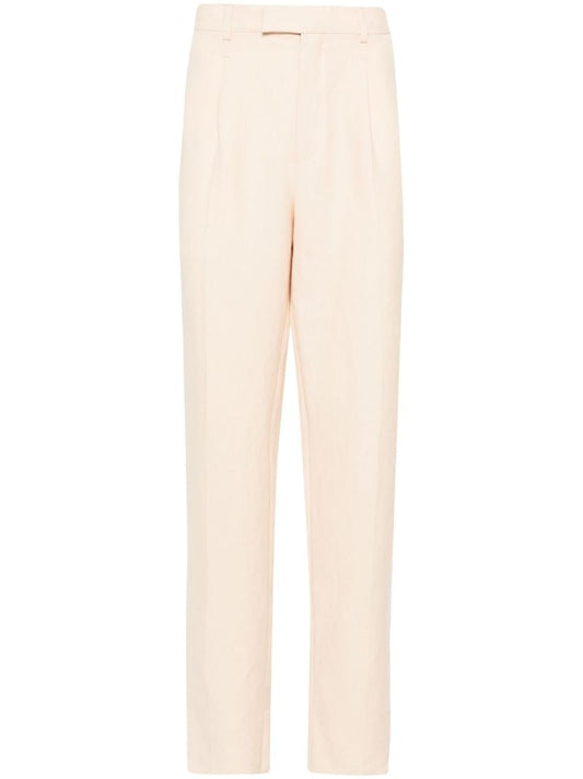 Neutral Oasi Straight Linen Trousers