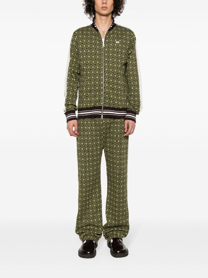 Green Jacquard Zip-up Cardigan