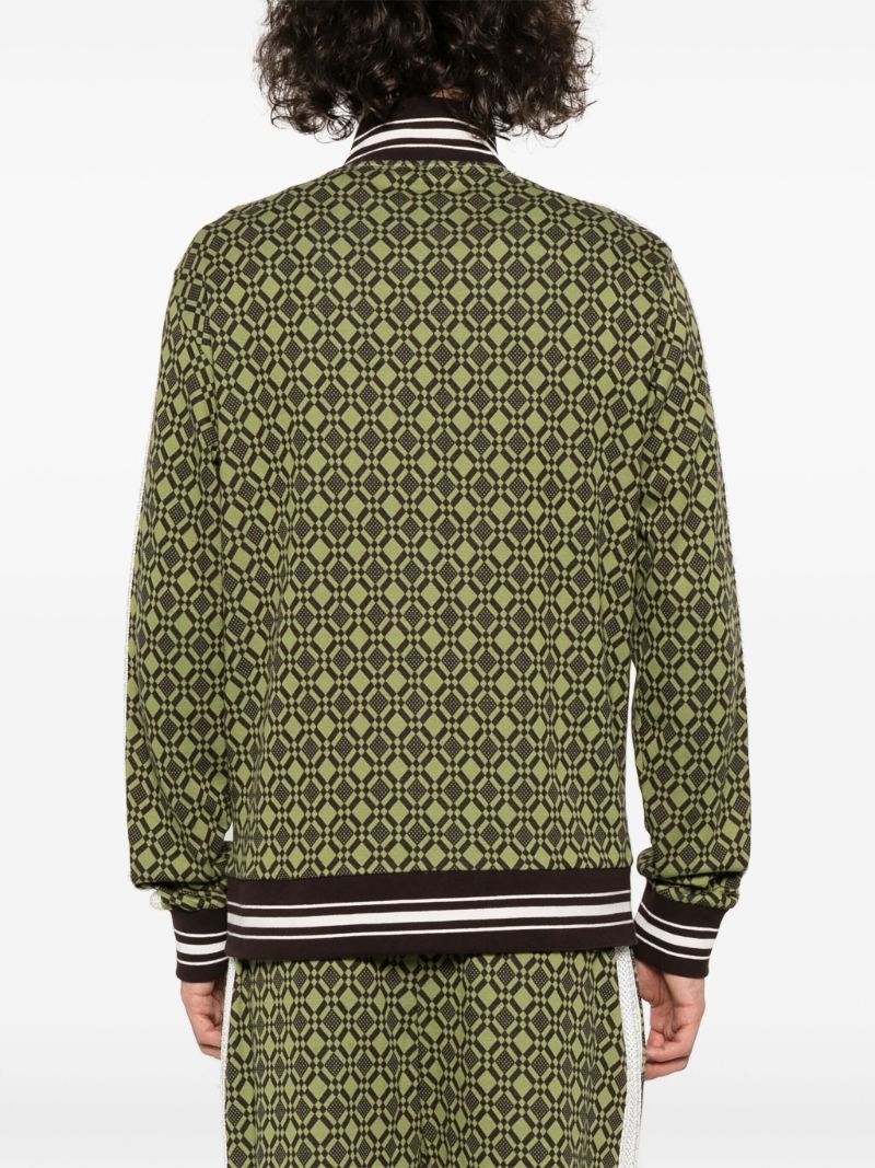 Green Jacquard Zip-up Cardigan
