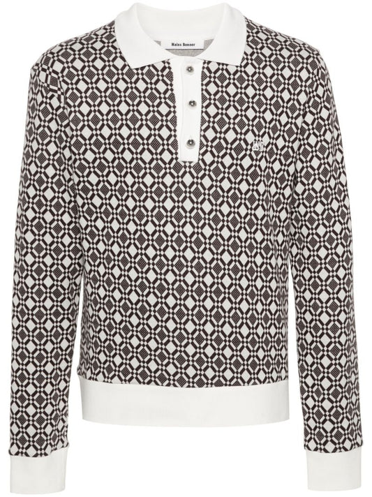 White Selassie Jacquard Polo Shirt
