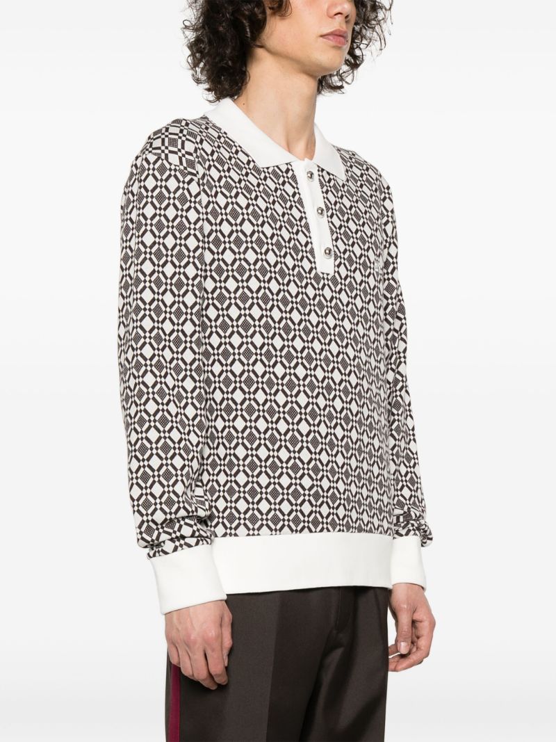 White Selassie Jacquard Polo Shirt