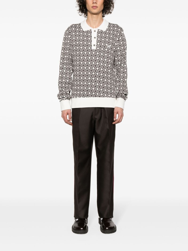White Selassie Jacquard Polo Shirt