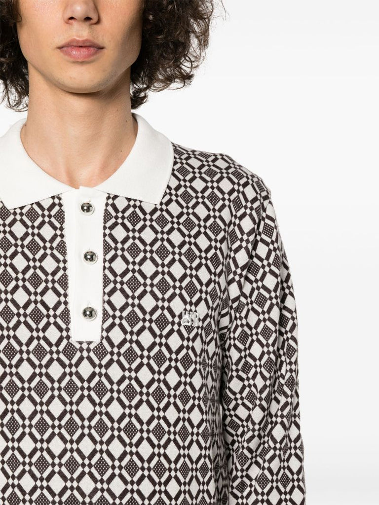 White Selassie Jacquard Polo Shirt