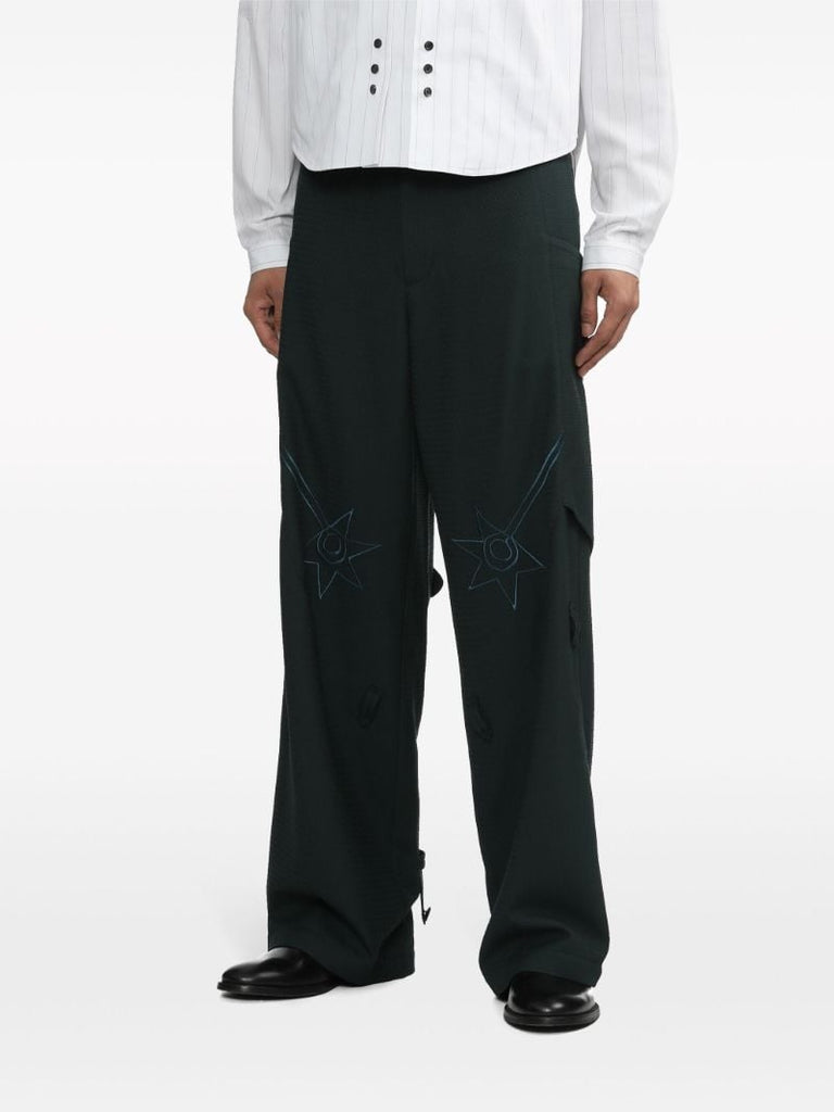 Green Nesebur Embroidered Trousers