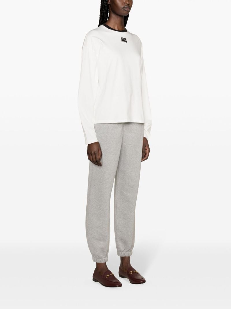 White Logo Embroidered Cotton T-shirt