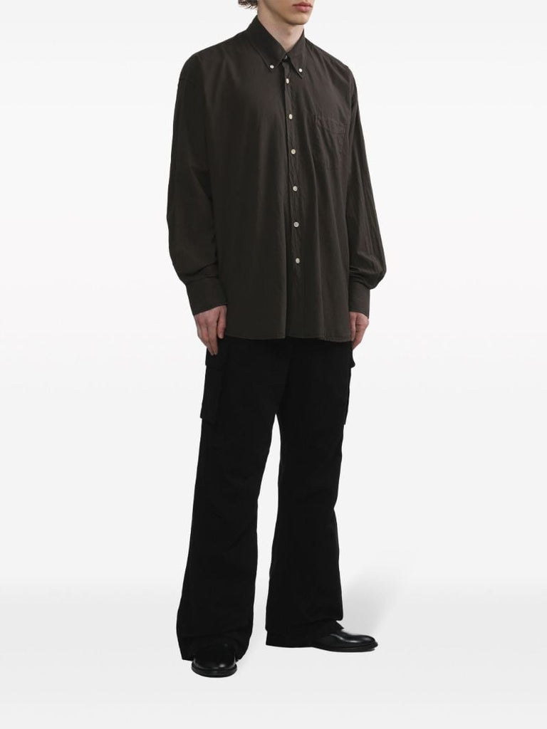 Brown Long-sleeve Cotton Shirt