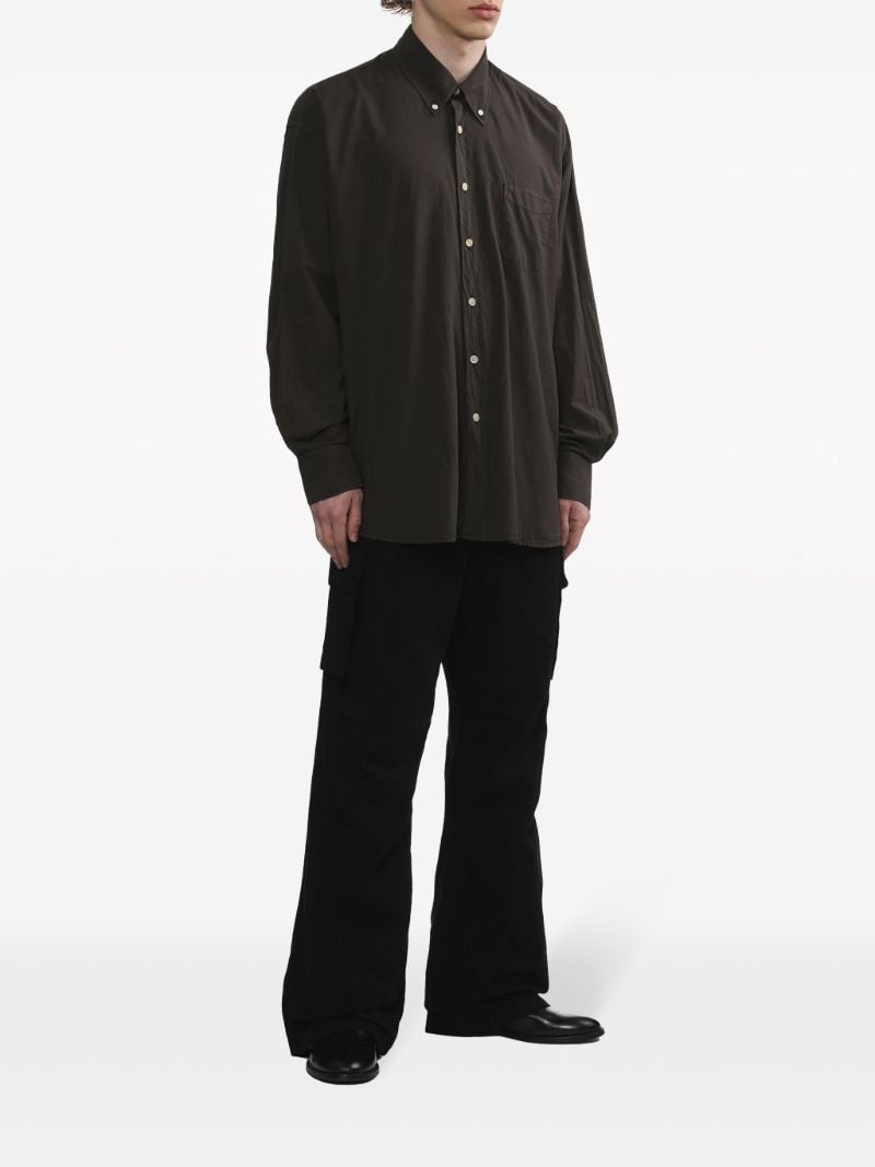 Brown Long-sleeve Cotton Shirt