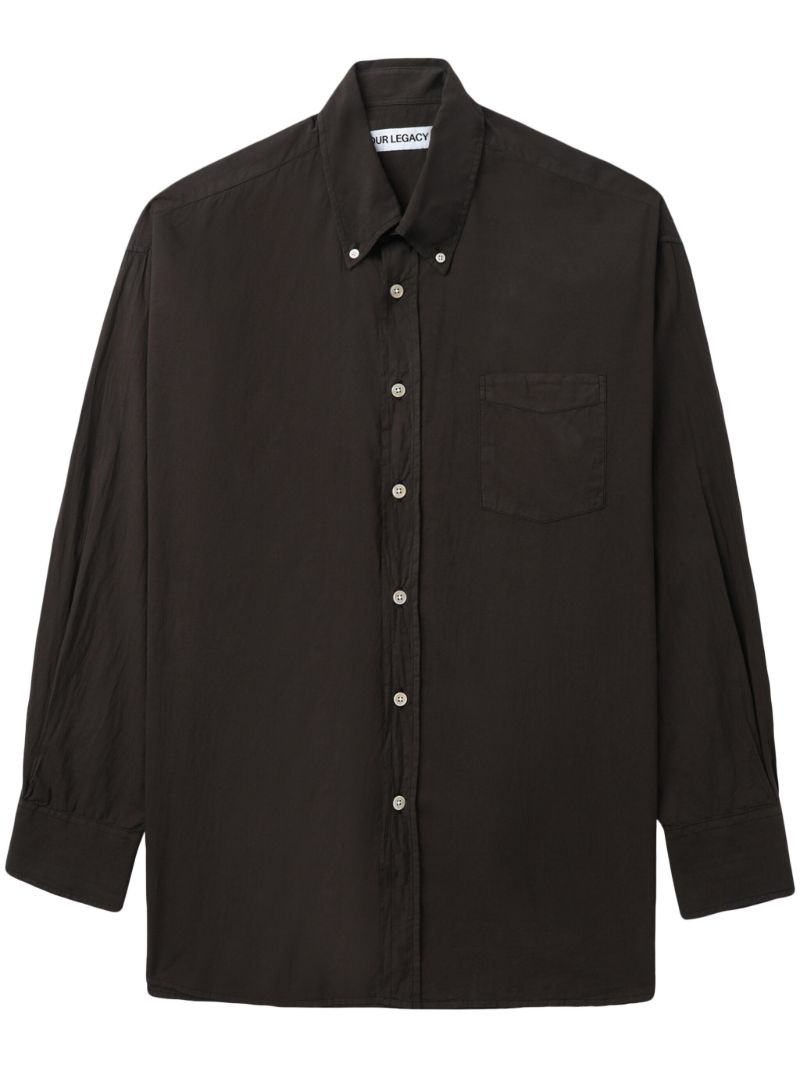 Brown Long-sleeve Cotton Shirt