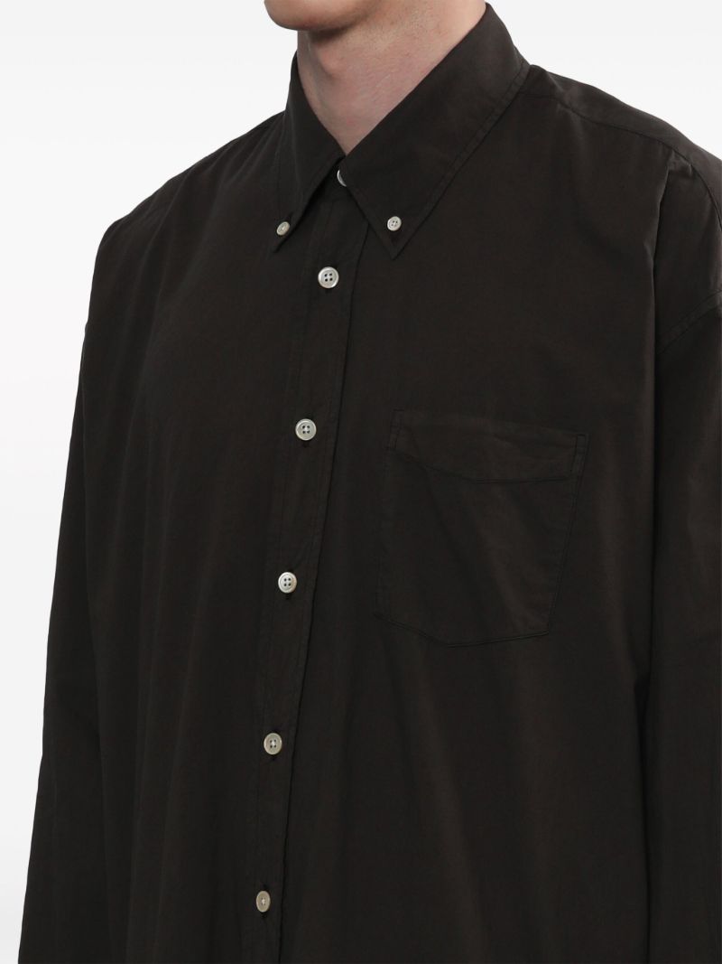 Brown Long-sleeve Cotton Shirt
